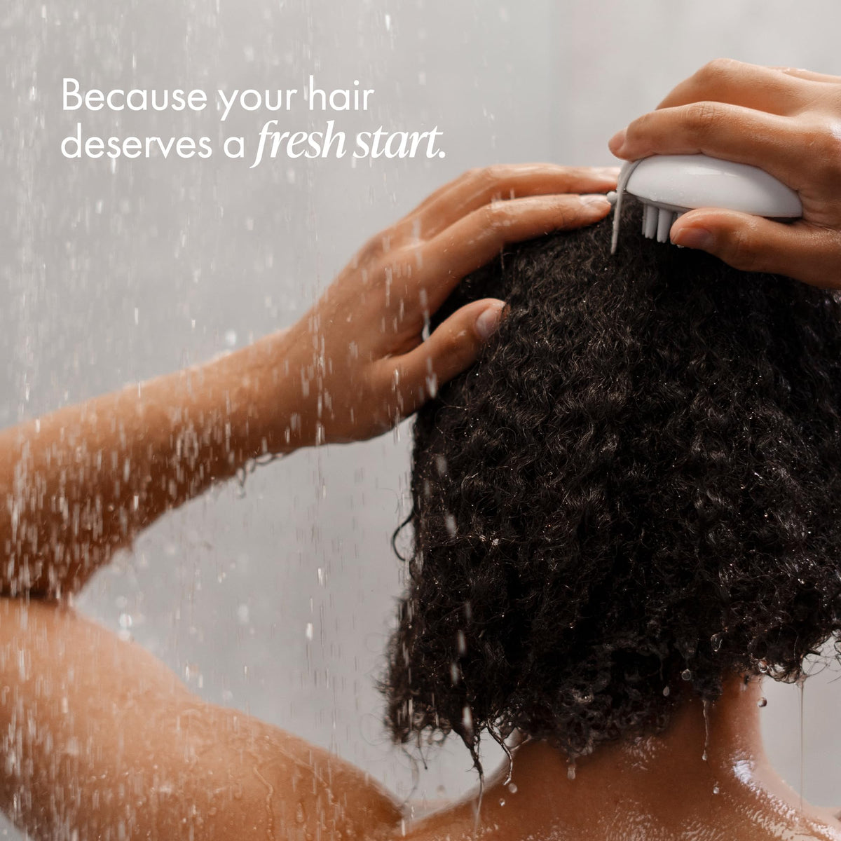 Enjoy Clarifying Shampoo being poured, ready to clarify without harsh sulfates.