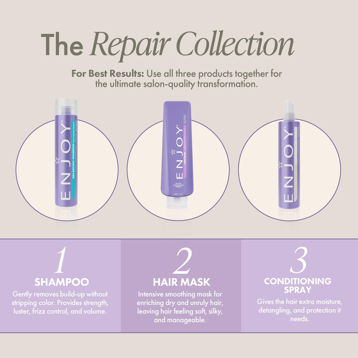 Enjoy Hair Mask improves elasticity and detangling for easy styling