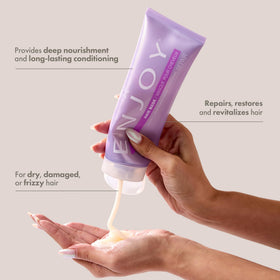 Enjoy Hair Mask frizz-control shot highlights smooth, manageable hair after use.