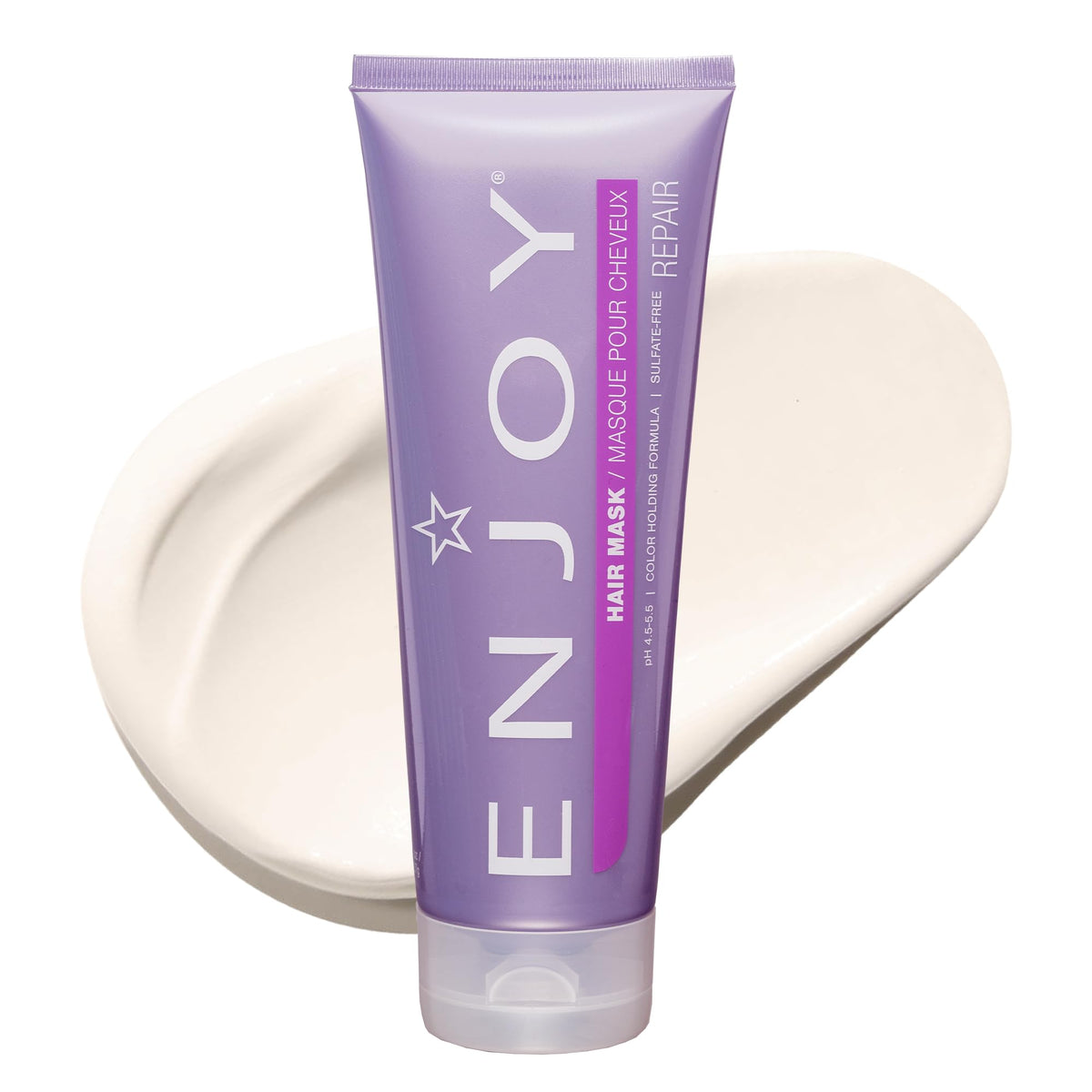 Enjoy Hair Mask jar close-up showing a rich conditioning formula for deep hydration.