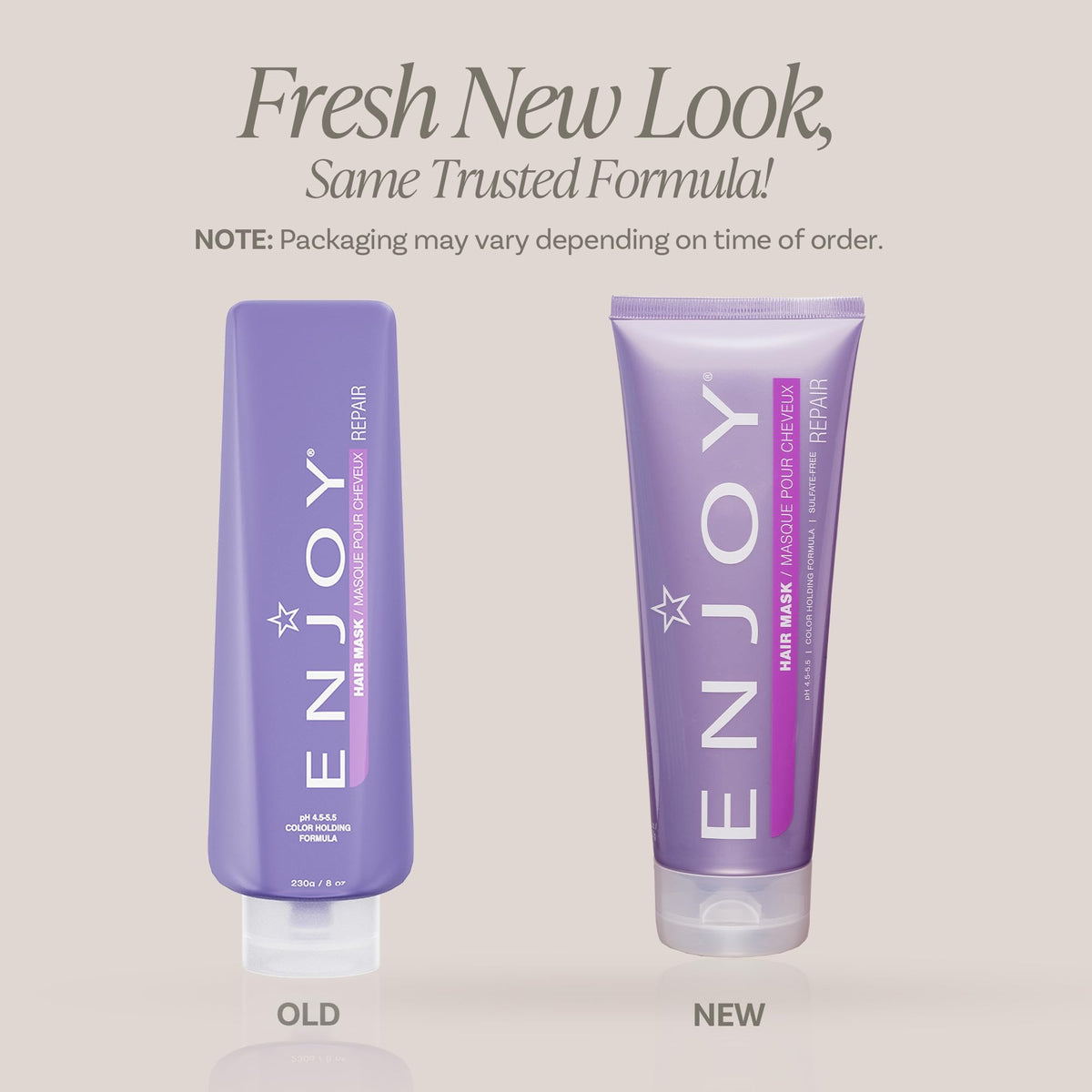 Enjoy Hair Mask moisturizing action emphasizes weightless hydration for dry strands.