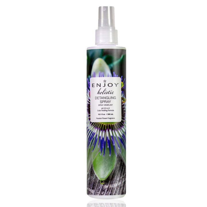 Enjoy Holistic Detangling Spray bottle front view for easy detangling and shine.
