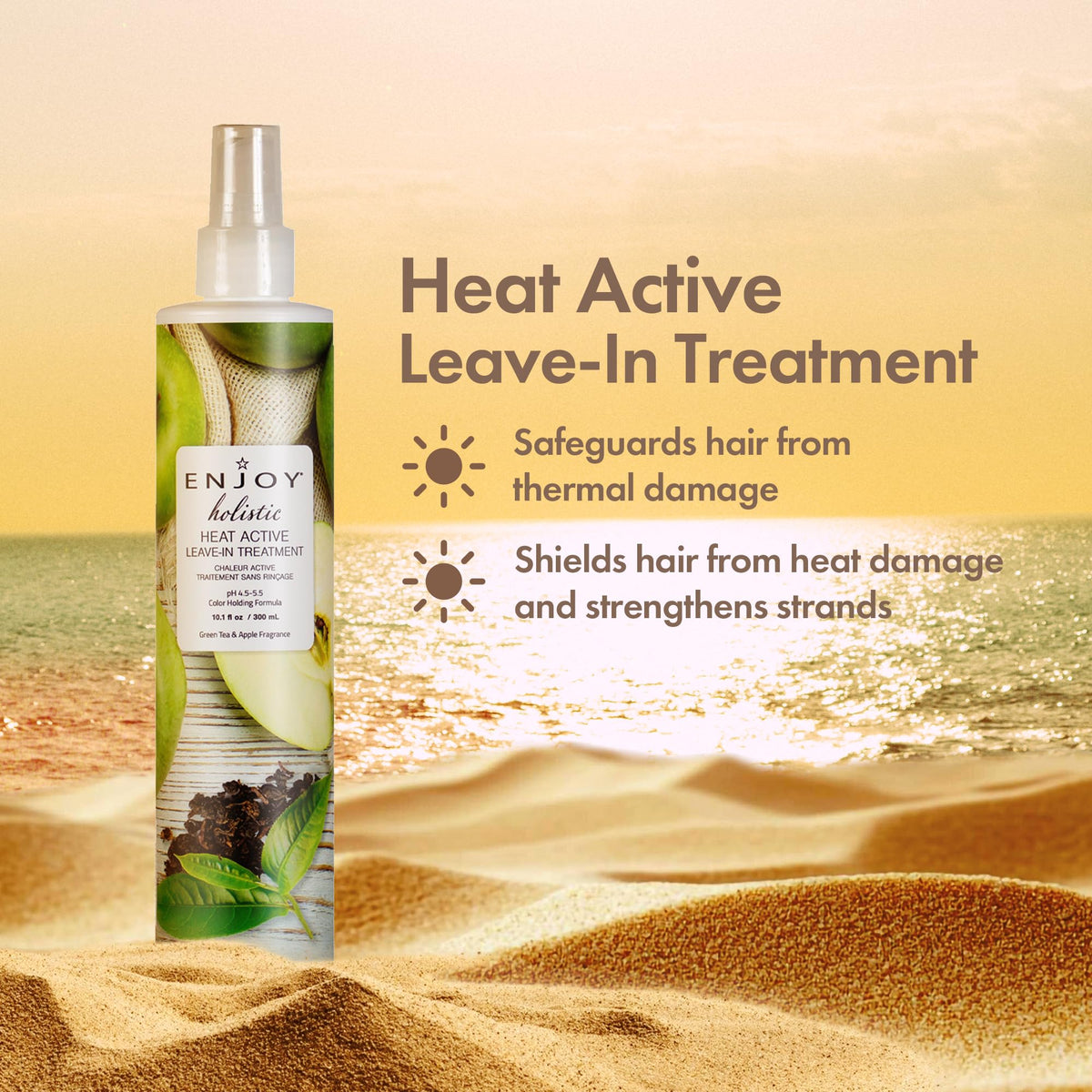 Enjoy Holistic Heat Active Leave-In Application Pump enables easy, even distribution.