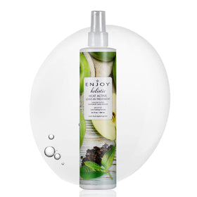 Enjoy Holistic Heat Active Leave-In Bottle protects hair during heat styling.