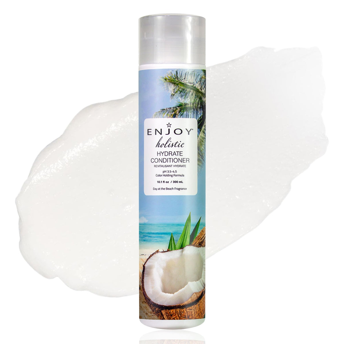 Enjoy Holistic Hydrate Conditioner bottle shows protein-infused nourishment for damaged hair.