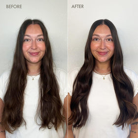 Close-up of damaged hair with Enjoy Holistic Hydrate Conditioner nourishment.