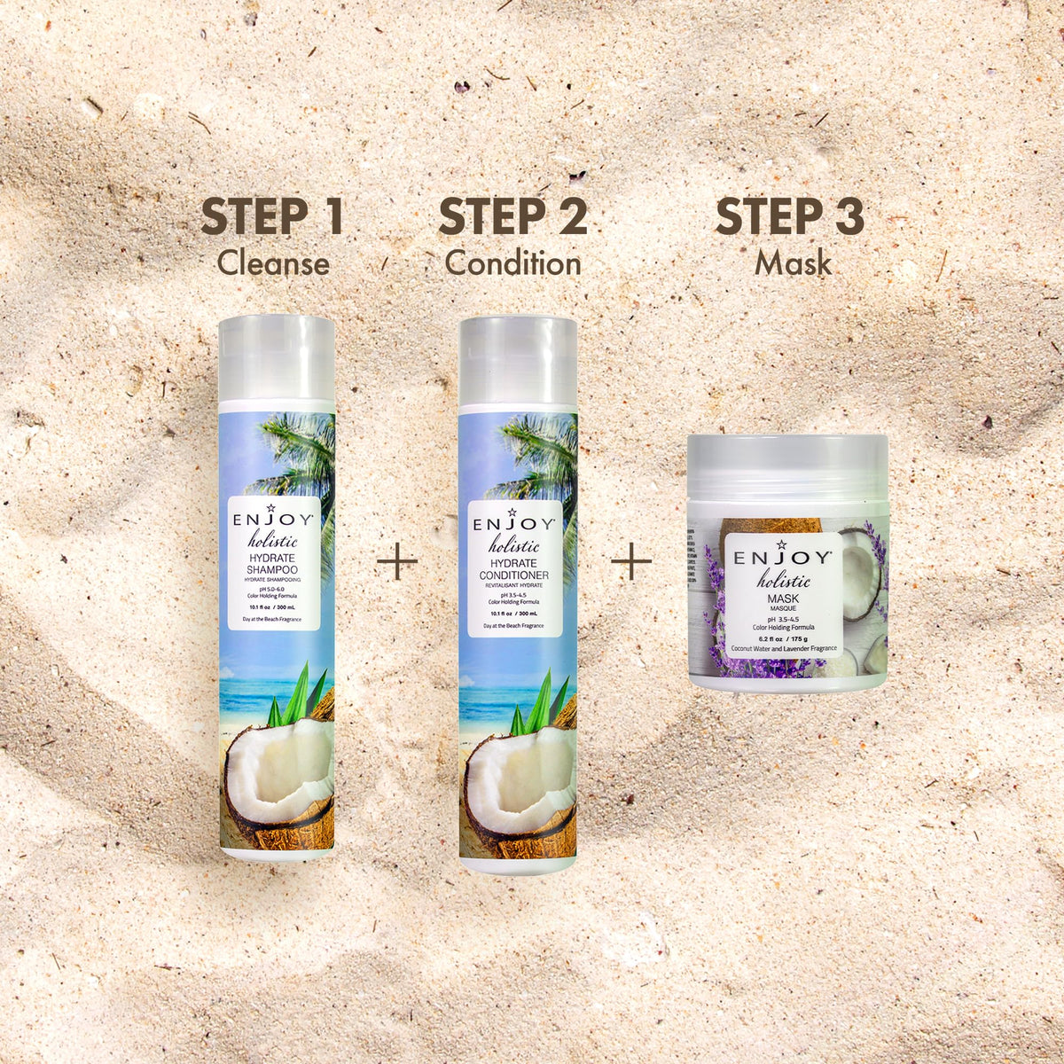 Enjoy Holistic Hydrate Conditioner packaging showing 10.1 oz size and options.