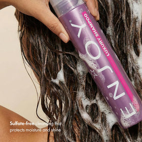 Enjoy Luxury Conditioner creamy texture emphasizing rich conditioning and scalp relief