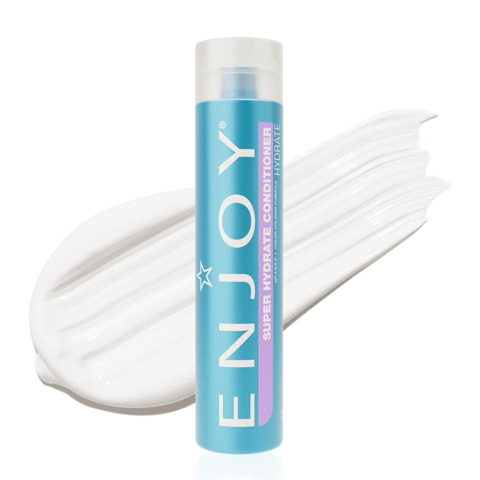 Enjoy Super Hydrate Conditioner bottle pour shows easy application for deep moisture.