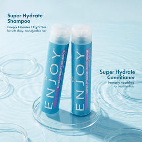 Pouring Enjoy Super Hydrate Shampoo demonstrates smooth application.