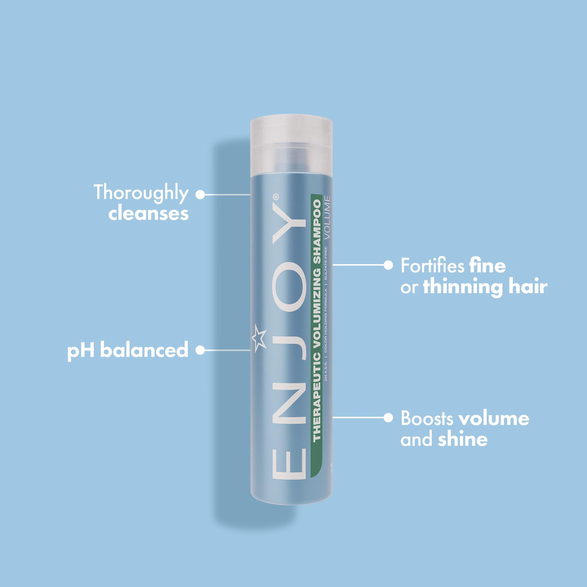 Enjoy Therapeutic Volumizing Shampoo lather close-up highlighting cleansing foam and added volume
