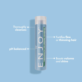 Enjoy Therapeutic Volumizing Shampoo lather close-up highlighting cleansing foam and added volume