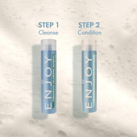 Enjoy Therapeutic Volumizing Shampoo main ingredients display peppermint and tea tree benefits
