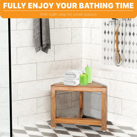 ENKEZI shower foot rest side view showing quick assembly and sturdy construction