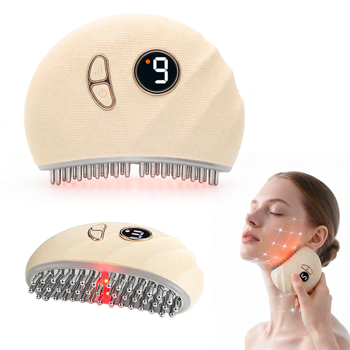 ENKUSU Lymphatic Contour Face Brush front view showing de-puffing potential on the jawline
