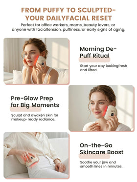 ENKUSU handheld device in use exemplifies on-the-go skincare ritual