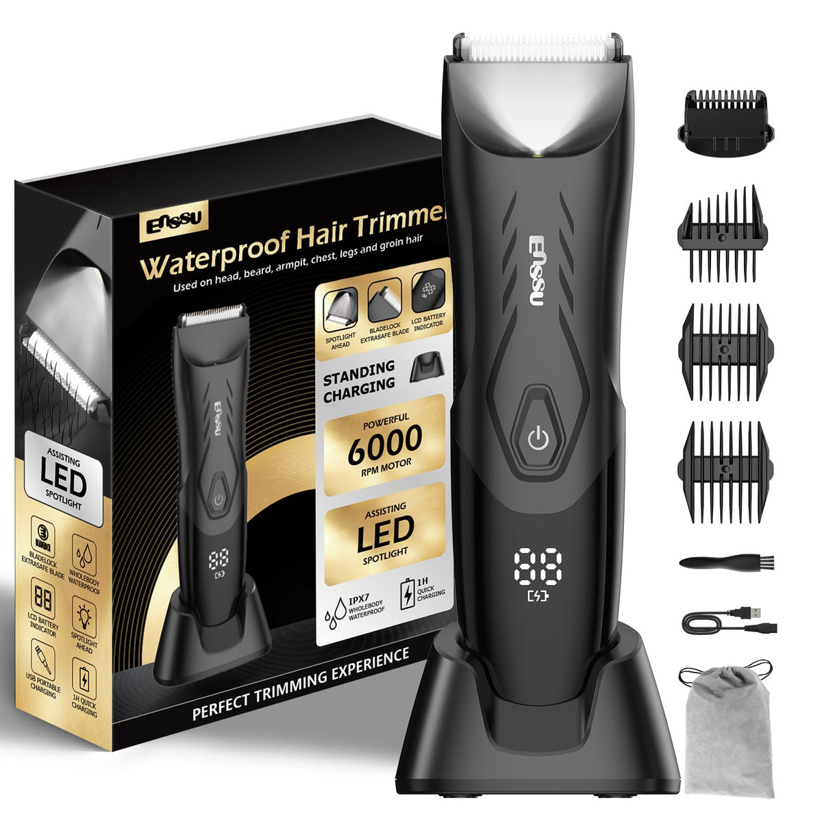 ENSSU Manscape Trimmer with Safe Blade for smooth, irritation-free trimming.