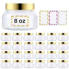 Entjor 8 oz clear container with gold lid for airtight body butter storage