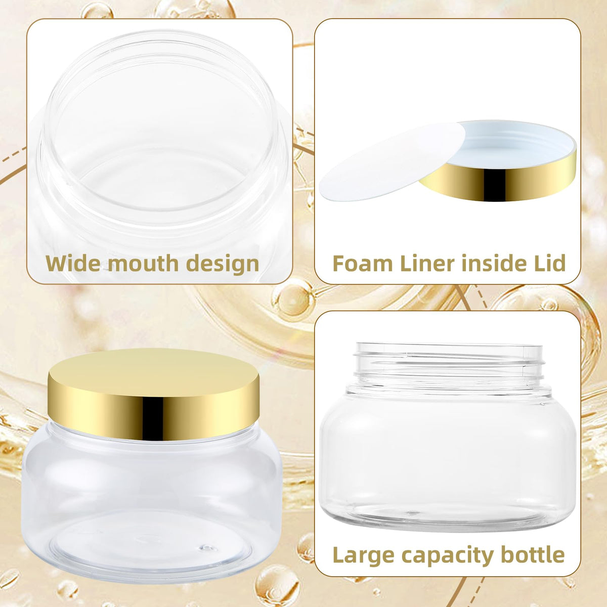Entjor gold lid with foam liner provides a leak-proof seal