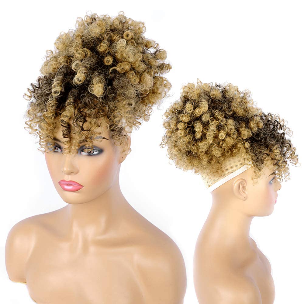 Drawstring ponytail bangs close-up showing fluffy, natural blending.
