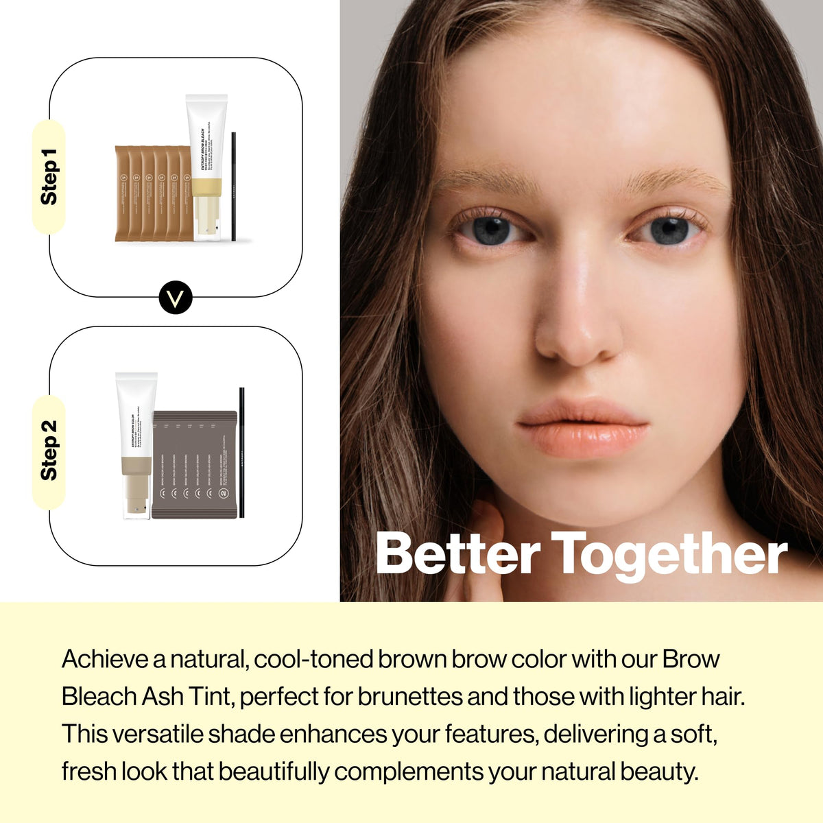 Entropy Make Up eyebrow bleach kit before-after showing brow lift