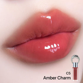 Entropy Make Up Amber Charm lip tint swatches show buildable sheer color