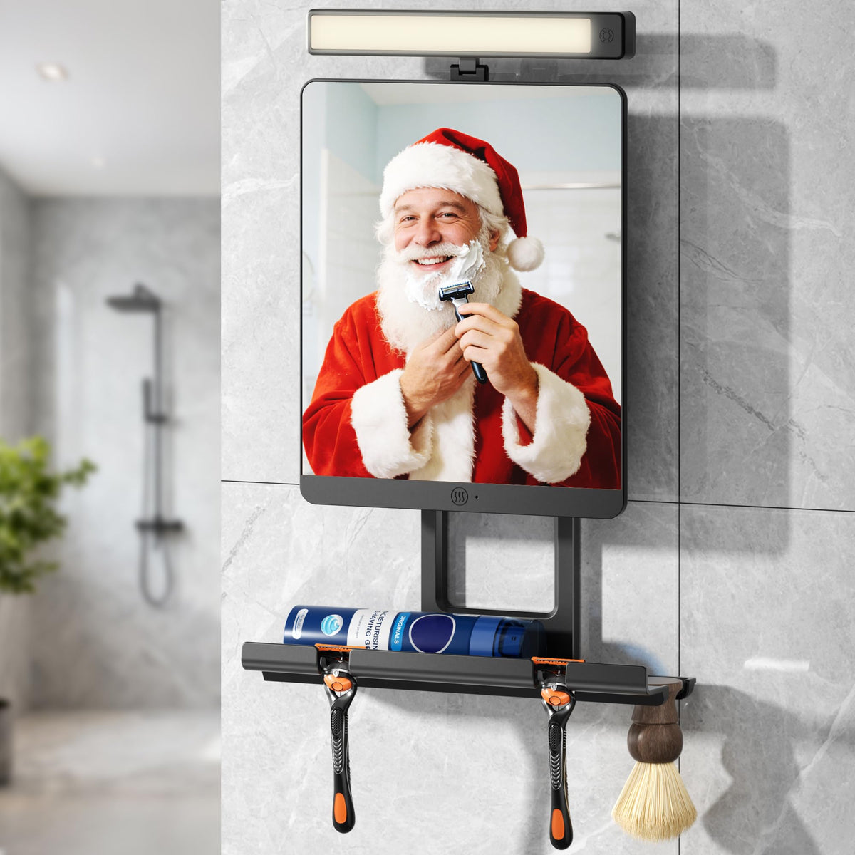 ENVTEK battery-powered mirror with 5000mAh for weeks of daily grooming.