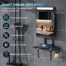 ENVTEK three-level dimmable lights aid precise makeup or shaving.