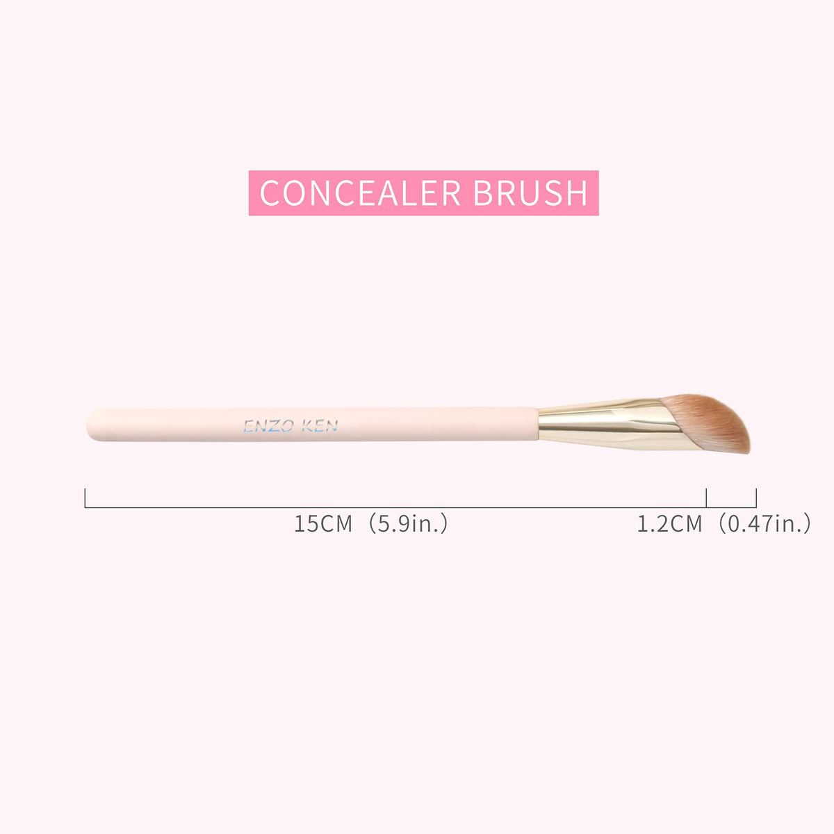 ENZO KEN angled concealer brush showing rhomboid ferrule detail for durability