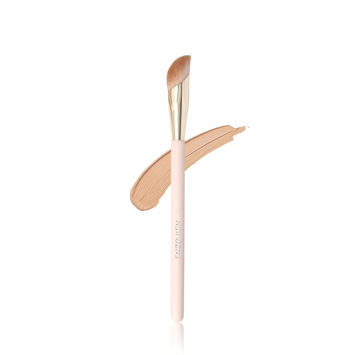 ENZO KEN angled concealer brush applying under eye for precise concealing and smooth finish