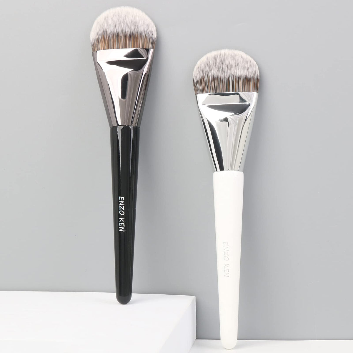 ENZO KEN flat brush ensures even coverage across the face