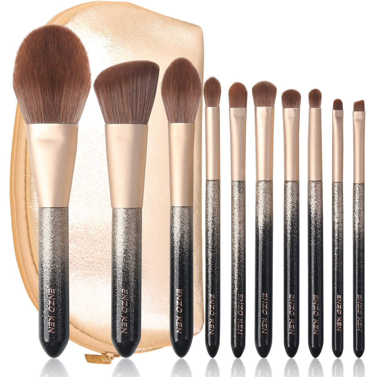 ENZO KEN natural hair brushes with glitter handle for precise blending