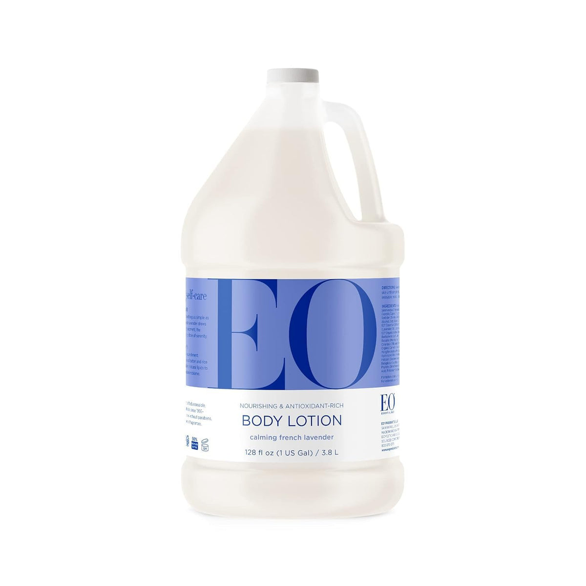 EO French Lavender body lotion gallon bottle with calming scent and deep moisturization for daily care