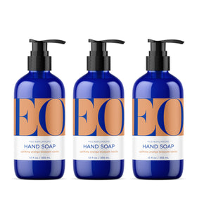 EO liquid hand soap bottle front with orange blossom vanilla fragrance for gentle cleansing
