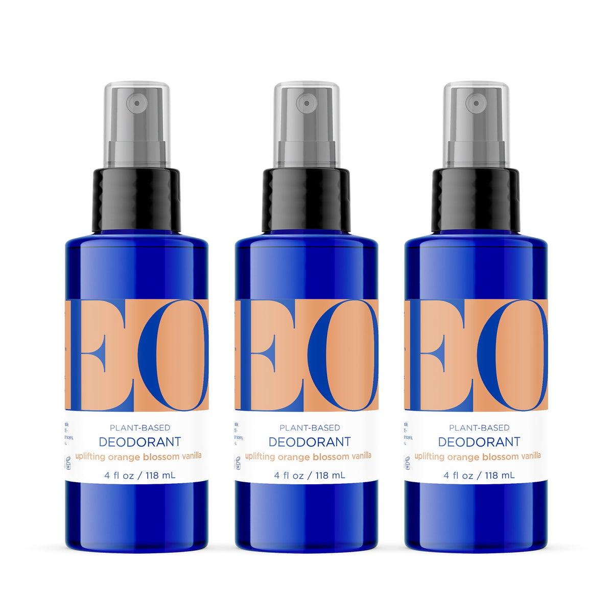 EO Orange Blossom Vanilla deodorant spray bottle for all-day freshness.