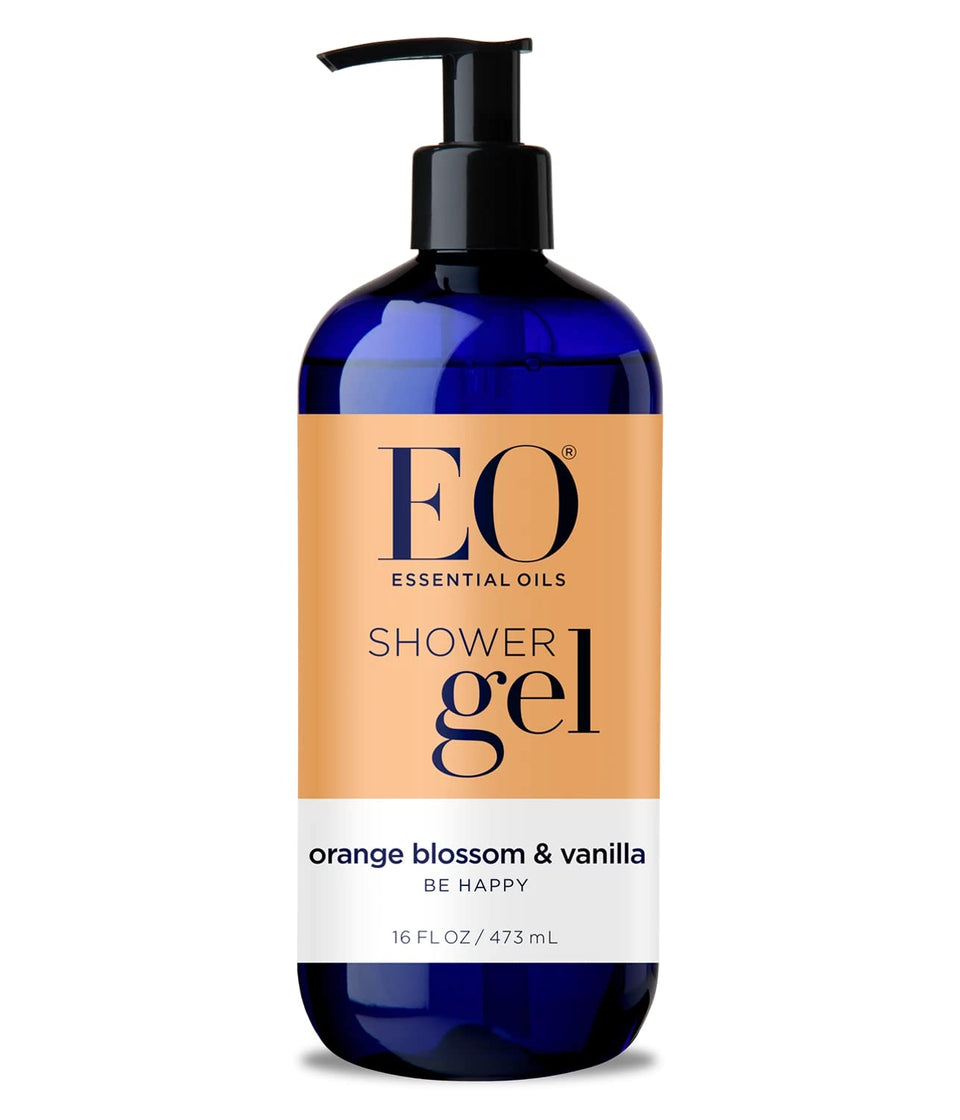 EO Orange Blossom Vanilla shower gel bottle with refreshing citrus aroma for daily cleansing