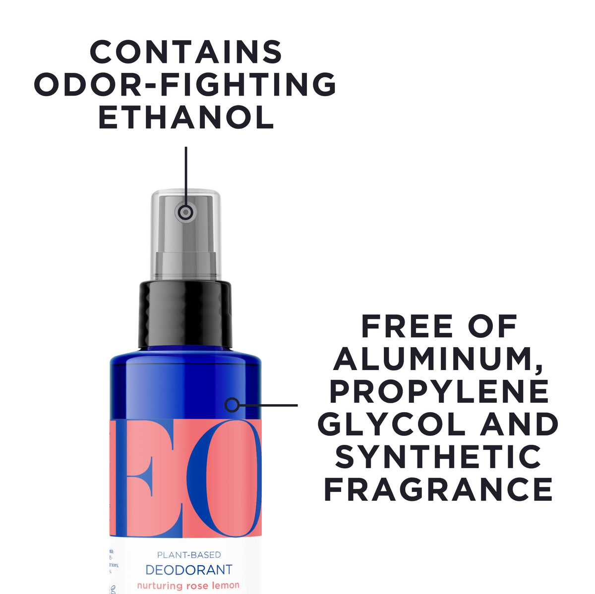 EO Rose Lemon Deodorant Spray bottle front shows brand label