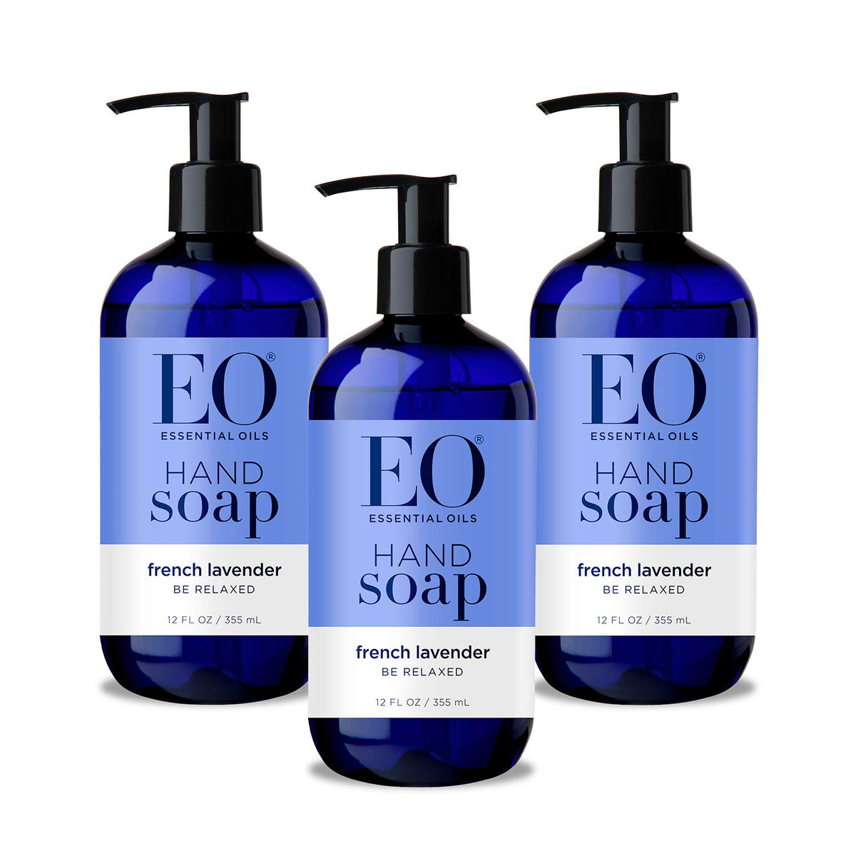 EO lavender hand soap bottle emitting a calming floral scent for daily cleansing.