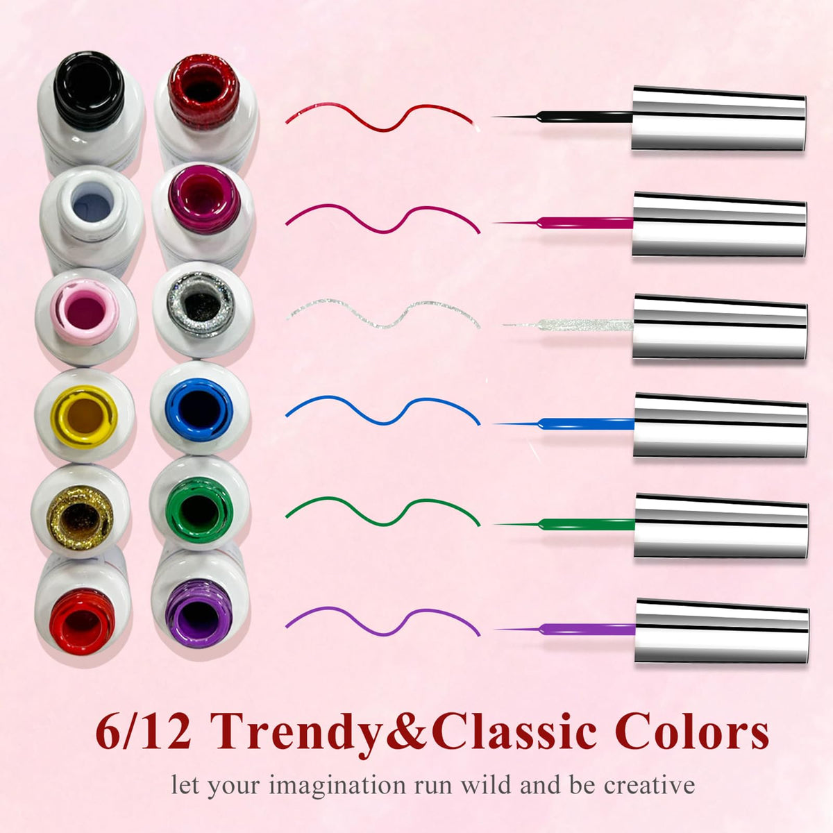 Eodci Nail Art Gel Liner Set glitter kit adds sparkle with a durable finish for festive designs.