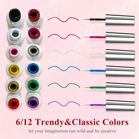 Eodci Nail Art Gel Liner Set glitter kit adds sparkle with a durable finish for festive designs.