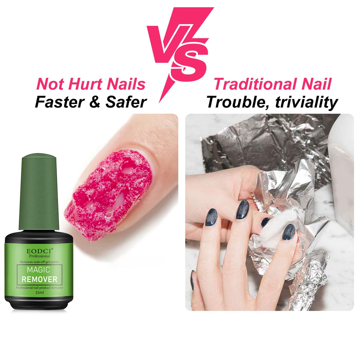 Eodci Nail Remover results on nails after removal look clean and ready to polish.