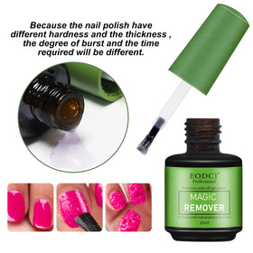 Eodci Nail Remover peel-off effect shows gel lifting from the nail.