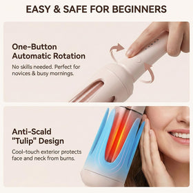 Ceramic barrel emits 500 million ions for shine and frizz control.