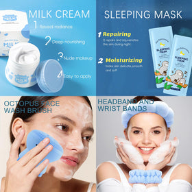 EONFAVE Milk Kids Three-in-One Travel Kit with serum, eye cream, and moisturizer.