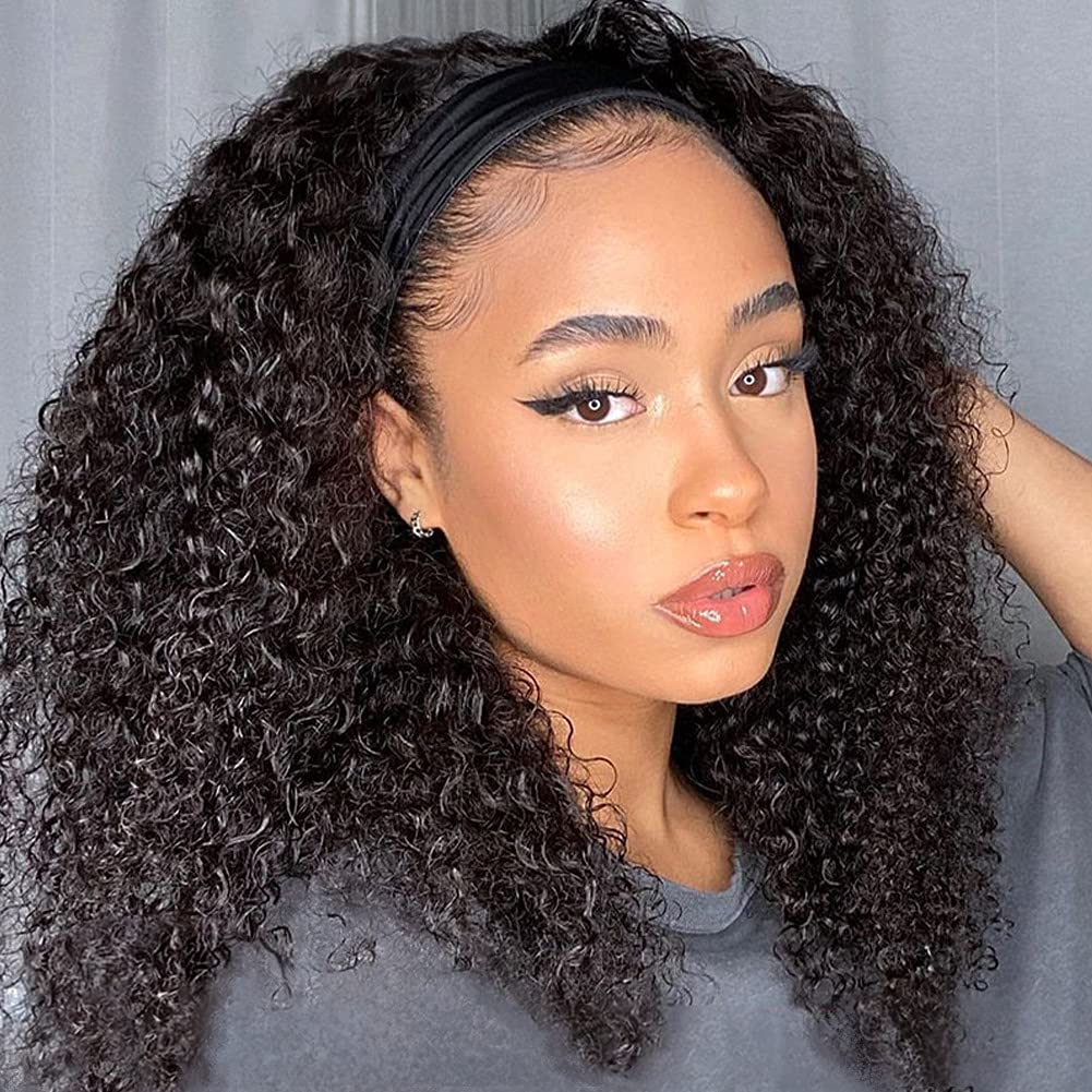 Eooma Curly Headband Wig 16 inch close-up shows natural texture and shine for everyday wear.