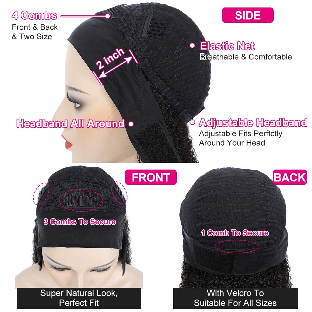 Eooma Lace Front Headband Wig with Velcro back offers quick, secure wear.