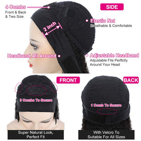 Eooma Lace Front Headband Wig with Velcro back offers quick, secure wear.
