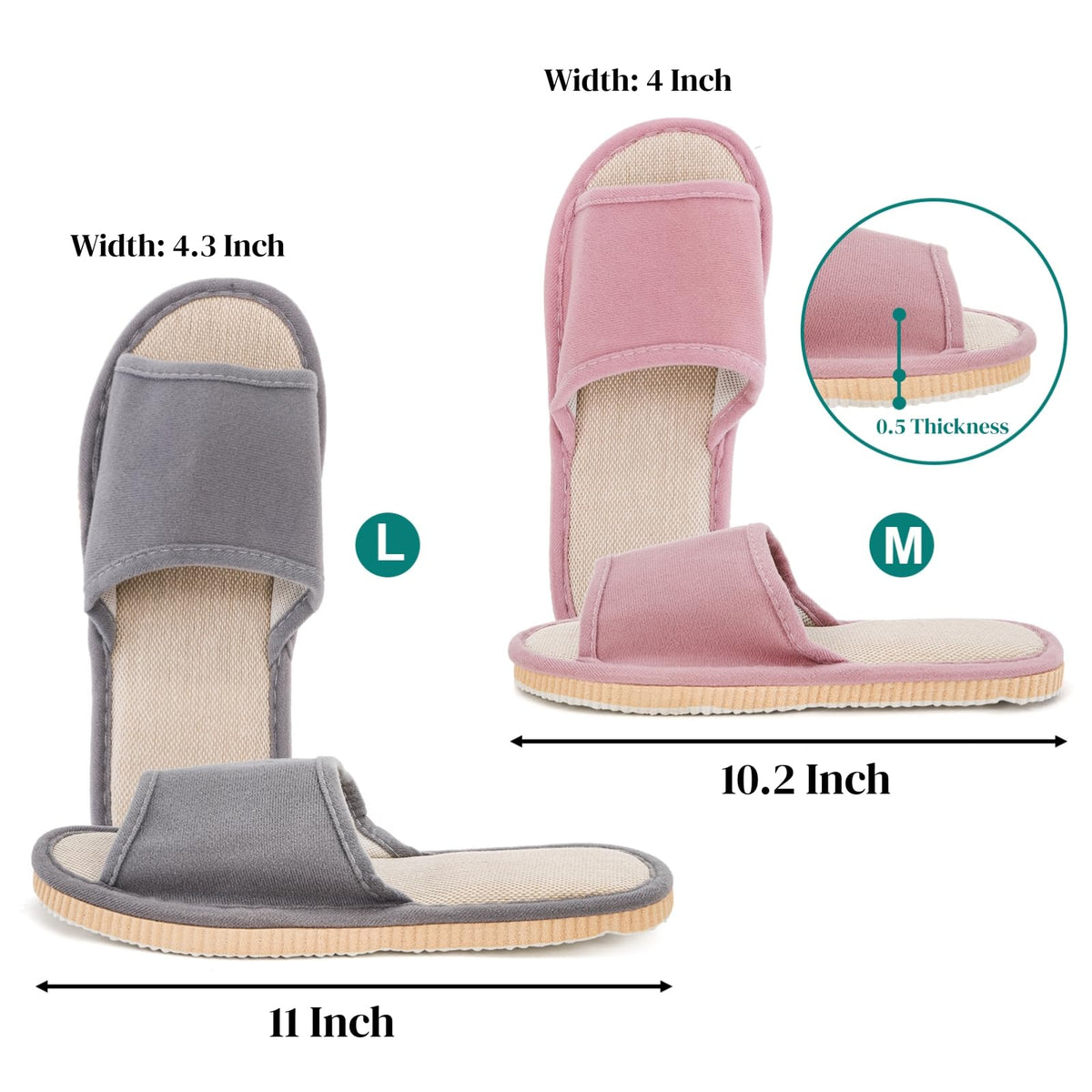 Eorbow 10-pack brown slippers for hospitality with soft linen lining