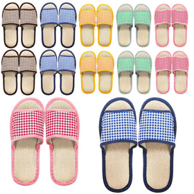 Eorbow 10-pairs pack, breathable linen cotton slippers for guest comfort