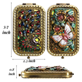 Eorbow butterfly compact mirror open, magnification for precise makeup.